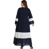 Grote Maten Jurken Jurk Herfst Mode Temperament Casual Stiksels Contrast Kleur Matching Plooirok Dames Kleding XL-4XL Oversized