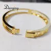 Bangle Duoying DIY Slider Charms Custom Name Personalized Roman Number Hollowed Bangle Zirconia Mom Gift 230807