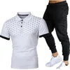 Tute da uomo 2023 Summer Color Matching Polka Dot Casual Polo a maniche corte e pantaloni Suit Fashion Collar Short-Sleev