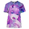 T-shirts pour hommes 2023 Summer Darling In The Franxx T-shirts Anime Zero Two 3D Print Streetwear Hommes Femmes Mode Chemises surdimensionnées Tops