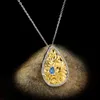 Nowy Złoty Sapphire Naszyjnik 925 Srebrna damska biżuteria wytłaczona luksusowa klasyczna łańcuch obojczyka swetra L230704