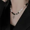 Choker Punk Star Pendant Baroque Starlight Neutral Asymmetric Splice Black And White Pearl Necklace Stainless Steel Jewelry Gift