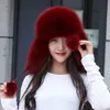 Czapki czaszki czapki 2023 CAP100 Prawdziwe futra kobiety S Hats Rosyjski Ushanka Trapper Snow Hat Earflap Winter Raccoon Bomaber 230804