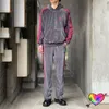 Men's Pants 2023 Grey Red Velour Needles Track Men Women 1:1 Velvet Embroidery Butterfly Logo AWGE Sweatpants