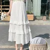 Spódnice plisowane ciasto w talii moda wiosna letnia szczupła biała czarna liniowa spódnica eleganckie ubrania ze średniej długości