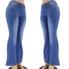 Jeans Feminino Calça Feminina Flare Pequena Feminina Elegante Roupa Longa Denim Azul Vintage Streetwear Cintura Alta