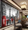 Duvar Kağıtları 3D Modern Vintage London Kırmızı Siyah Manzara Duvar Kağıdı Duvar Kuru Duvar Hattı Yatak Odası HD Baskılı Otobüs Kağıdı Özel Çıkartma