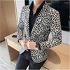 Men's Suits 2023 Leopard Print Slim Fit Suit Jacket Single Breasted Two Button Fashionable Blazer For Performance And Party