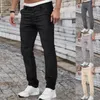 Men's Pants Mens Men Button Stretch Waist Jersey Spring And Autumn Solid Color Casual Loose Fit Trousers Sportswear Streetwear Outfits