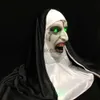 Party Masks Led Horror Nun Mask Cosplay Scary Latex Masks With Headscarf LED Light Halloween Party Pests Deluxe J230807