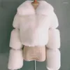 Women's Fur FANPUGUIZHEN 2023 Winter Short Luxury Faux Jacket Lapel Warm Ladies Fashion High Quality Thick Fake Coat