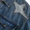 Herren Jacken Denim Jacke Stern Patchwork Übergroße Lose Blaue Jeans Mantel Streetwear Hip Hop Cowboy Oberbekleidung Top Mann