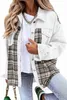 Autumn Winter Womens Denim Jacket Long Sleeve Coats Woman Plaid Button Shirt Jackets Jeans Top Coat