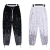 Summer and autumn sweatpants trendy American print amirri crack tie-dye corset casual sports pants