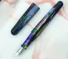 Fountain Penns Fuliwen 017 Harts Akryl Pen Quicksand Purple Big Size Ink med Silver Snake Ring Effm Nib Gift For Office Home 230807