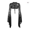 Women's Jackets Long Sleeve Crop Tops Blouses Shirt Top Punk Shrugs Cardigan Lace Mesh Cosplay Outfits Streetwear