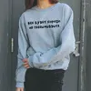 Kvinnors hoodies tröja allt kommer att vara bra ryska brev tryckt rolig casual bomull långärmad tumblr kläder