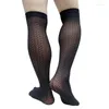 Men's Socks Formal Dress Suit Long Tube Mens Stocking Sexy Knee High Striped Fashion Male Hose See Through Soft Breathable