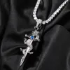 Mens Hip Hop Corss Necklace Jewelry Retro Chinese Dragon Knight's Sword Cross Pendant Necklace