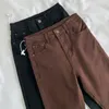 Jeans femme Vintage Baggy marron Streetwear droit ample taille haute pantalon noir mode coton grande taille Denim pantalon évasé