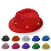 LED Jazz Hoeden Knipperlicht Led Fedora Trilby Pailletten Caps Fancy Dress Dance Party Hoeden mannen Kerst Festival Carnaval Kostuums