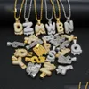 Hanger Kettingen Hip Hop Bubble Drip Initialen Letters Ketting Bling Kubieke Zirkoon Cz Drop Alfabet Gedraaide Touw Ketting Voor Mannen Vrouwen J Dhhew