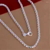 Chaînes 925 Sterling Silver 4mm Boîte Ronde Chaîne 18/20/22/24 Pouces Collier Pour Femme Hommes Mode Mariage Fiançailles Charme Bijoux