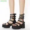 Sandalen CICIYANG Hoge hakken Dames 2023 Zomer Grote maten 35-42 Chunky Plateau Punkstijl Riemgesp Romeins