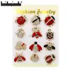 Broches Broches Baiduqiandu Marque 12 Mixte dans une Carte Cristal et Émail Coccinelle Insectes Broche Broches Ensembles HKD230807