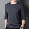 T-shirts pour hommes T-shirt à manches trois-quarts en laine col rond mince printemps et été pull respirant chemise en tricot