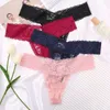 4PCS/SET SEXY G-String Lace Thongs Kobiety Metki Kwiatowy Transparent T-Back Biecids Kobiety Kobiety Linterie M-XL L230626