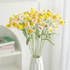 Flores decorativas únicas 5 cabeças buquê de tricô flor de narciso tricotada à mão malha falsa mesa para casa decoração criativa para presente