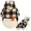 Dog Apparel Checked Pullover Hoodie For Medium Dogs To Large Outdoor Use Sweater Windproof Thick Vest K92A
