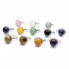 Wedding Rings Natural Crystal Stone Reiki Small Round Grey Moonstone Lapis Roses Quartz Purple Women Ring Bands Jewelry