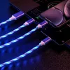 3 in 1 Glowing LED Light Type C Cable Fast Charging Cable For Iphone 14 Samsung Xiaomi Redmi OPPO Phone Charger Phone Accessorie