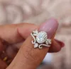 Flower Moissanite Promise ring White Gold Filled AAAAA Zircon