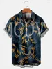Męskie koszule męskie męskie dla kobiet hawajskie liście wydrukowane lapowe luźne kieszenie na klatkę piersiową krótki rękaw Funky Aloha