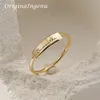 Anillos de boda Nombre personalizado Anillo 14K Oro Relleno Personalizado Delicado Apilamiento Joyería resistente al deslustre Grabado Bebé 230807