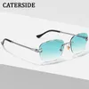 Lunettes de soleil Cadres Rétro Mode Femmes Hommes Marque Designer Sans Monture Gradient Lunettes De Soleil Nuances De Coupe Lentille Dames Sans Cadre Lunettes 230807