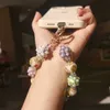 Strapy komórkowe Charms mobilny smycz Krótki kolor diamentowy pasek retro na nadgarstek luksusowy kamień szlachetny Crystal Bead Case Anti Lanyards