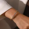 Bracelet haute qualité en acier inoxydable Zircon manchette Bracelets géométrique zircone pour les femmes à la mode main bijoux cadeaux