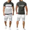 Agasalhos masculinos com logotipo personalizado shorts de manga curta para esportes casuais 2 peças camisa publicitária personalizável com gola redonda camiseta terno