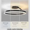 天井照明モダンな寝室LEDランプブラックホワイトシンプルなリング表面リビングルームダイニングのために調整可能