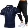 Tute da uomo 2023 Summer Color Matching Polka Dot Casual Polo a maniche corte e pantaloni Suit Fashion Collar Short-Sleev