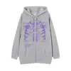 Женские толстовки толстовок Y2K Women Vintage Gothic Streetwear Skeletc Print Print Hoodies 90 -х годов Harajuku негабаритный хип -хоп пиджак на молнии y2k одежды 230807