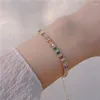 Tour de cou personnalité couleur Zircon Style court peut être tiré Bracelet réglable mode tempérament clavicule chaîne bijoux pour femmes