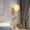 Children's room moon wall lamp modern minimalist creative astronaut full copper cartoon boy bedroom bedside background wall lamp HKD230807