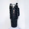 チータープリントママタンブラーカスタムネーム40オンスのタンブラーとストローヒョウ印刷物魔法瓶水ボトルステンレス鋼のママHKD230807