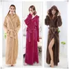 Women's Sleepwear Ladies' Long Style Mops Floor Warm Wool Flannel Nightdress Coral Velvet Bathrobe Morning Gown Kimono Home Dress