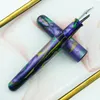 Fountain Penns Fuliwen 017 Harts Akryl Pen Quicksand Purple Big Size Ink med Silver Snake Ring Effm Nib Gift For Office Home 230807